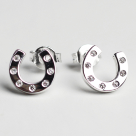 Stud Earrings Horseshoe with Pavé Stones