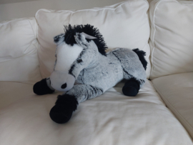 Paard pluche zwart grijs