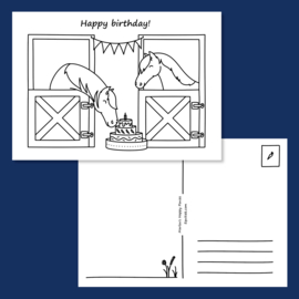 "Birthday with horse cake" birthday card