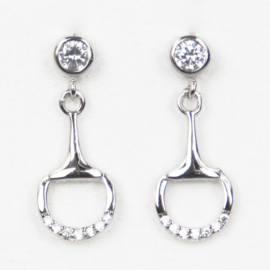 Paarden Oorknopjes Met Bit Hanger En Zirkonia Steentjes