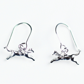 Oorbellen Race Paard Zilver