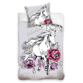 Duvet cover Single Unicorn Gray / White / Pink