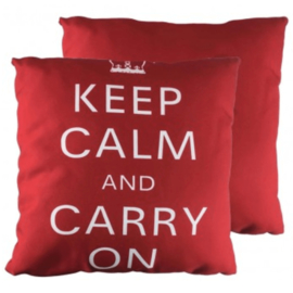 Kussen "Keep Calm And Carry On" - Rood