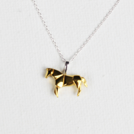 Halskette Pferd Origami Stil Vermeil-Gold