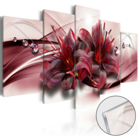 28 Modern Rood Bloemen Acrylglas Schilderij