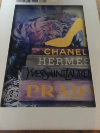 Glasschilderij Chanel Goud Hermes Yves Saint Laurent Prada Christian Dior