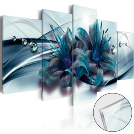27 Modern Blauw Bloemen Acrylglas Schilderij