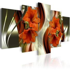 646 Oranje Rode Bloemen Modern