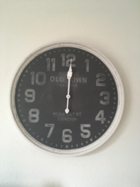 Grijs Wit Old Town Houten Wandklok 70cm