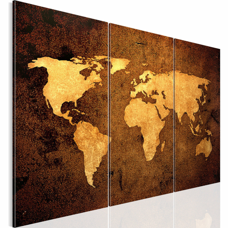 Antecedent Op te slaan periode nr 67 Wereldkaart | 3 Luik Canvas 80x130cm | Canvasxxlshop