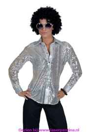 Disco Blouse Pailletten zilver