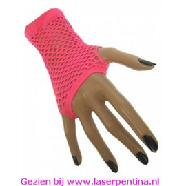 Nethandschoenen kort fluor pink