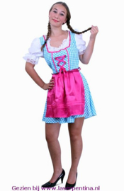 Dirndl  kort Anna blauw/wit