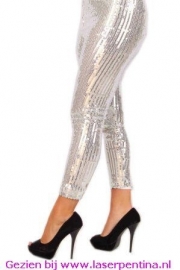 Legging Pailletten strech zilver