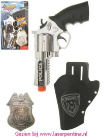 Pistool met Holster + Badge Police