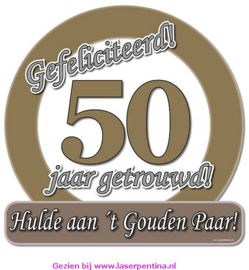 Huldeschild metallic 50 jaar getrouwd