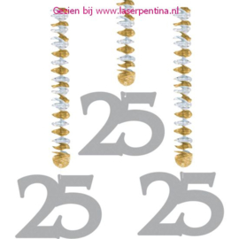 Hangdecoratie zilver 25 jaar