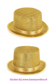 Hoge hoed lurex glitter goud