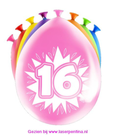 Cijfer opdruk Ballon '16'