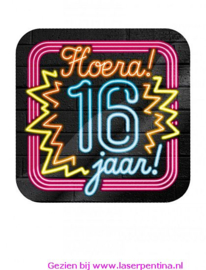 Huldeschild Neon  16 JAAR 