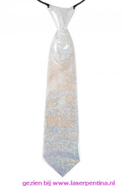 Stropdas hologram glitter zilver