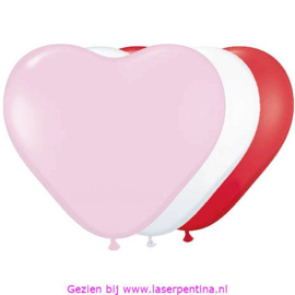 Hartballon rood/wit/roze 15" [6]