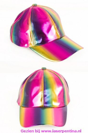 Baseballcap regenboog metallic