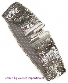 Riem pailletten zilver 