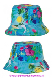 Visserhoedje Hawaiiprint blauw