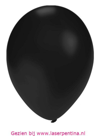 Effen Ballon   5" metal. zwart 