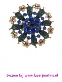 Ring Bloem jumbo Strass blauw