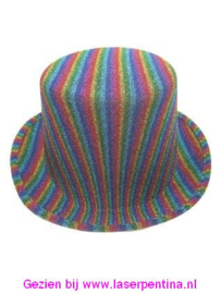 Hoge hoed glitter Regenboog