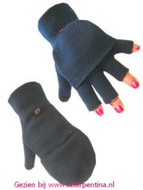 Vingerloze Handschoenen zwart +kapje