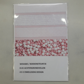 WEKABO/BOEKENSTEUNTJE  A5  baby roze muisjes 006