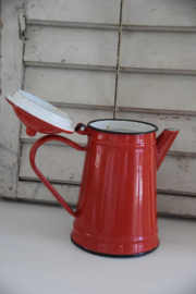 Vintage rood emaille theepot!