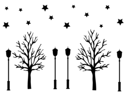 Raamsticker Uitbreiding bomen, sterren en lantarens