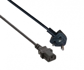 Powercord Type G plug with straight C13 appliance plug