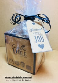 Workshoppakket dienblad met koffiedoos, theedoosje en doosje voor kandijstokje