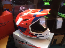 EVOLVE BMX Race Full Face Integraal Helm, Youth Large, Rood/Wit/Blauw, Gloednieuw