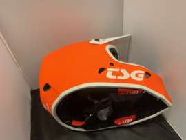 TSG Adult Large Full Face BMX Helm, Oranje/Wit, Gloednieuw