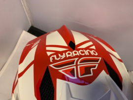 FLY Racing BMX  Wedstrijd Helm,  Adult Small, Wit/Rood/Zwart, Gloednieuw in doos