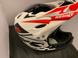 KENNY BMX Fullface Helm, XXS, Wit/Zwart/Rood, Gloednieuw