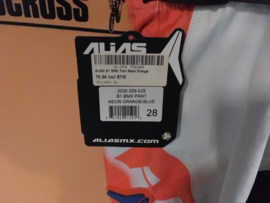 Alias B1 BMX Broek, Oranje/Wit/Blauw, Adult 28, Gloednieuw