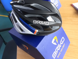 BRIKO FUOCO ATB Fietshelm met afneembaar Vizier, Zwart/Wit/Blauw, ATB & Race, Gloednieuw in doos