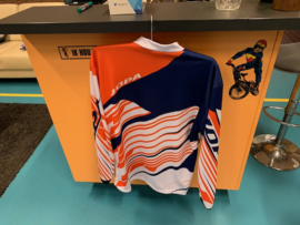 JOPA TECHNO BMX Shirt, Adult Large, Wit/Oranje/Blauw, Gloednieuw