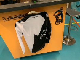 ALPINESTARS BMX Wedstrijd Shirt, Youth Medium, Zwart/Wit, Gloednieuw