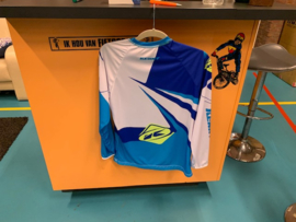 KENNY ELITE BMX Wedstrijd Shirt, XS, Blauw/Wit/Geel, Gloednieuw