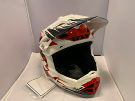 FLY Racing BMX  Wedstrijd Helm,  Youth Medium, Wit/Rood/Zwart, Gloednieuw in doos