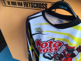 JOPA BMX, Cross Shirt, Wit/Geel/Zwart, Maat 5 kids, MX, DH, Quad, Nieuw