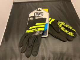 100% Track Brisker, BMX Gloves, Adult Small, Zwart/Fluo-Geel Gloednieuw